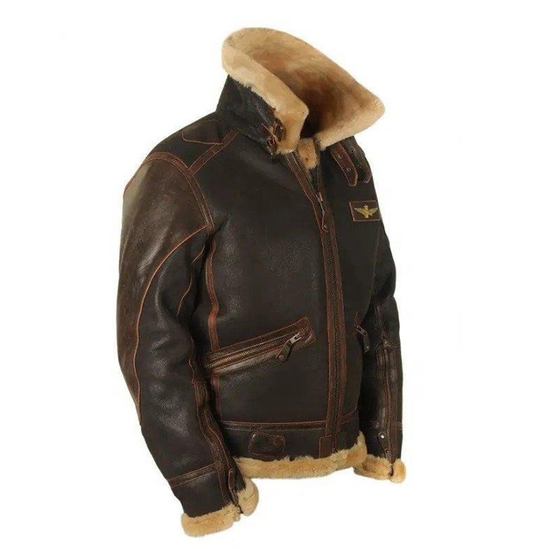 Men's Outdoor Casual Lapel Zip Fleece Thick Leather Jacket